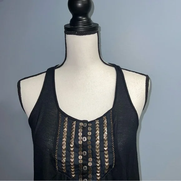 *Roxy- Black and gold tank top - Picture 2 of 6